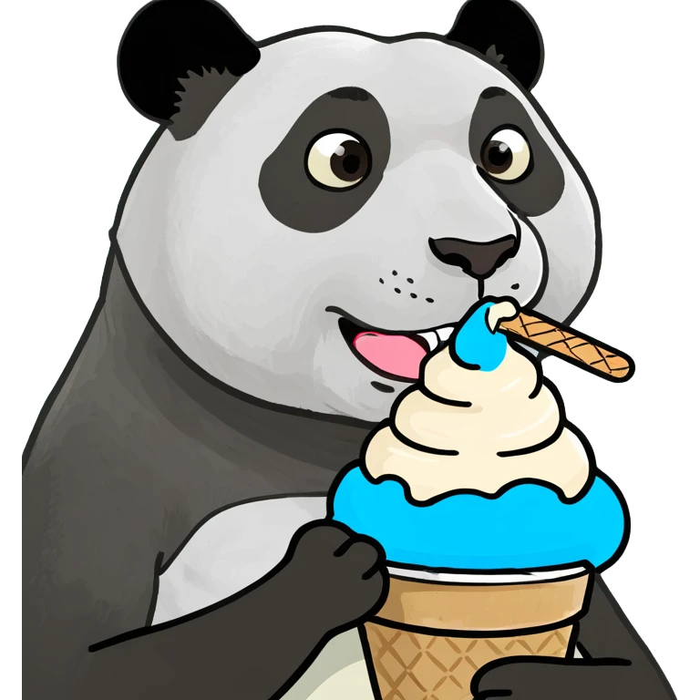 Panda eating ice cream emoji