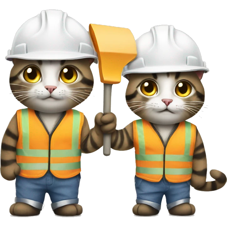 two cats dressed as construction workers emoji