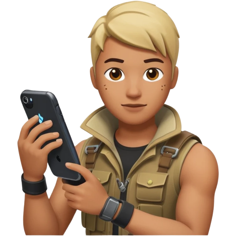 Make a person playing fortnite with clix emoji
