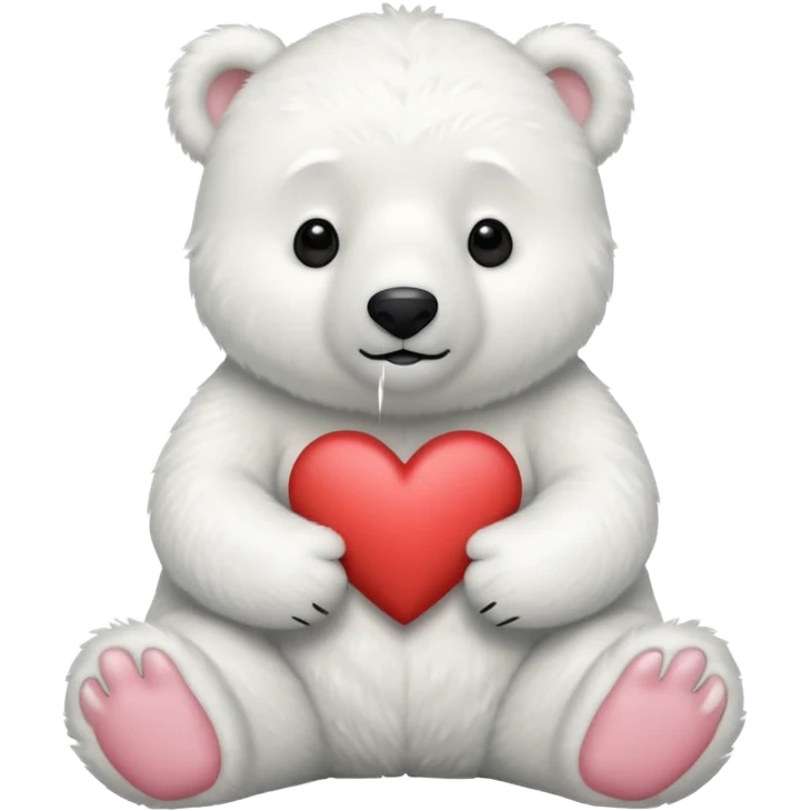 white polar bear with white heart emoji