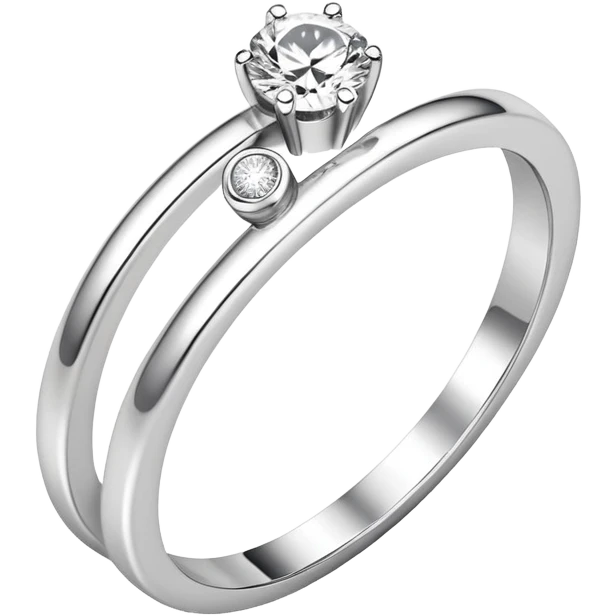 Silver dainty ring with diamond emoji