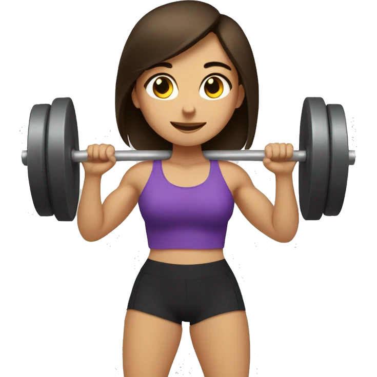 brunette girl lifting weights emoji