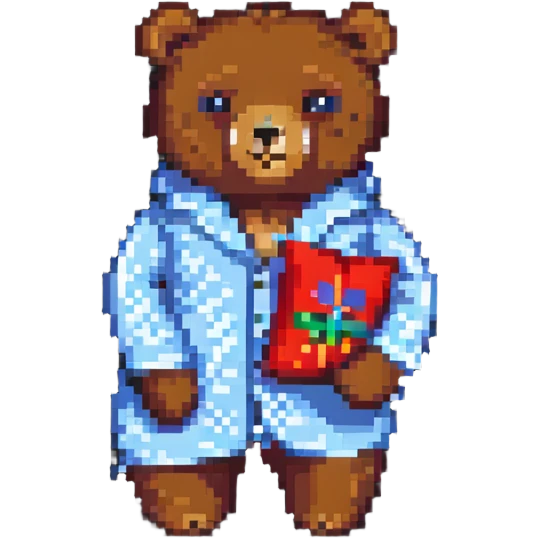 sleepy bear wearing pajamas and holding a pillow emoji