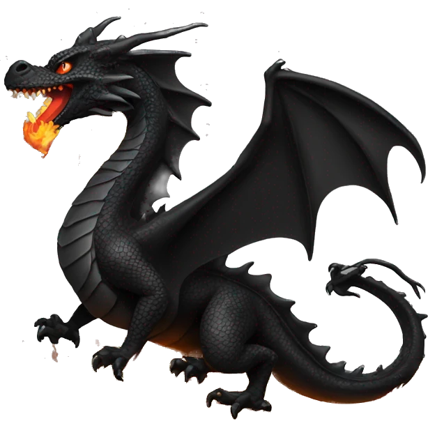 Black dragon with fire emoji