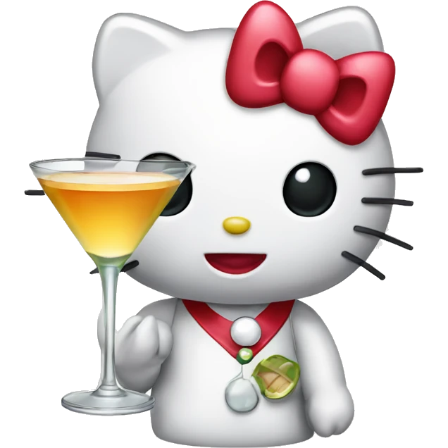 Hello kitty with a martini emoji