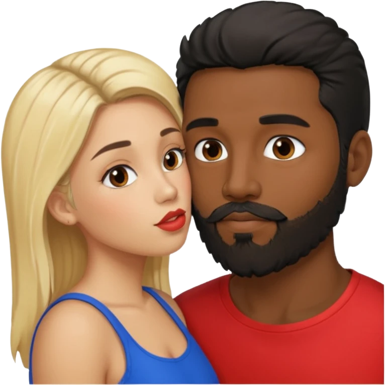 Puerto rican beard man black hair with blonde girl kissing  emoji