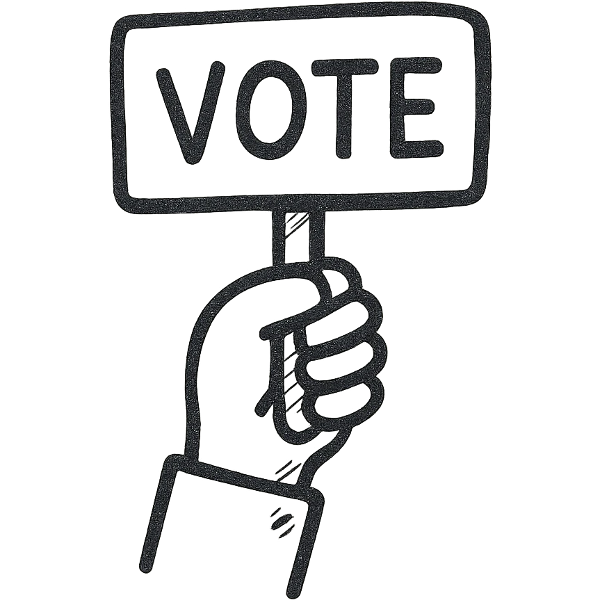 hand raising a placard for voting, clean icon, no text, simple background emoji