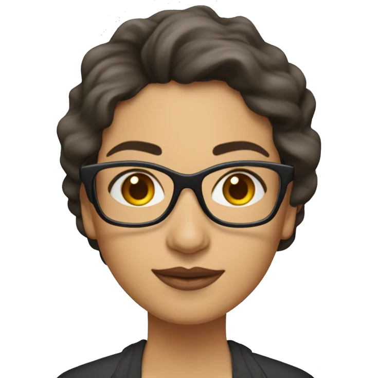 profesora morena pelo mediano gafas simpática emoji