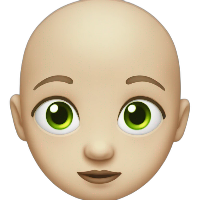 Bald Baby emoji with grey skin and green eyeballs emoji