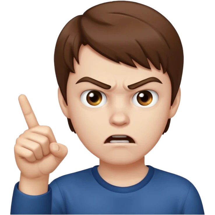 angry young boy pointing fingure at his own face emoji