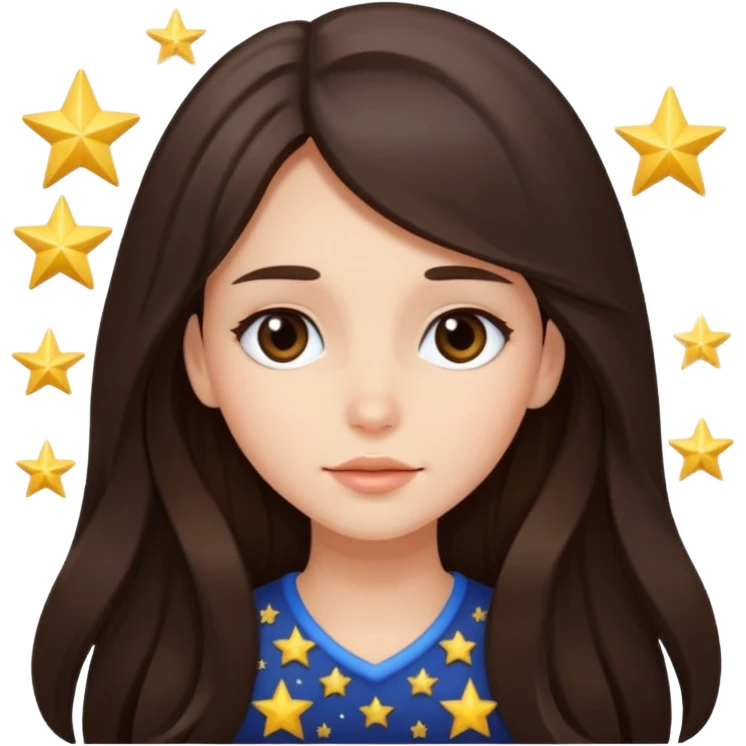 brunette long hair girl with stars instead of eyes emoji
