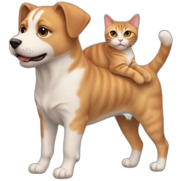 a cat on the back of a dog emoji
