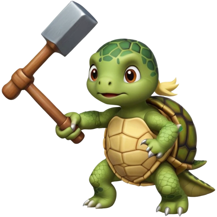 angry girl turtle(with blond balejage) hitting with hammer another turle animated cartoon emoji