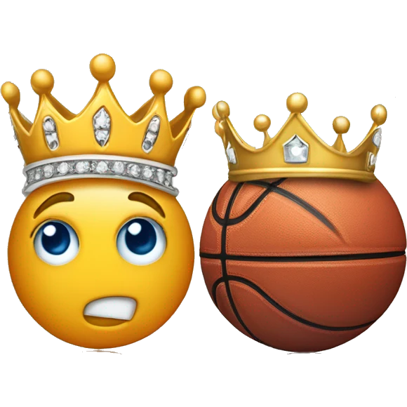 Basketball with a crown on top and a diamond meclacke with no face  emoji