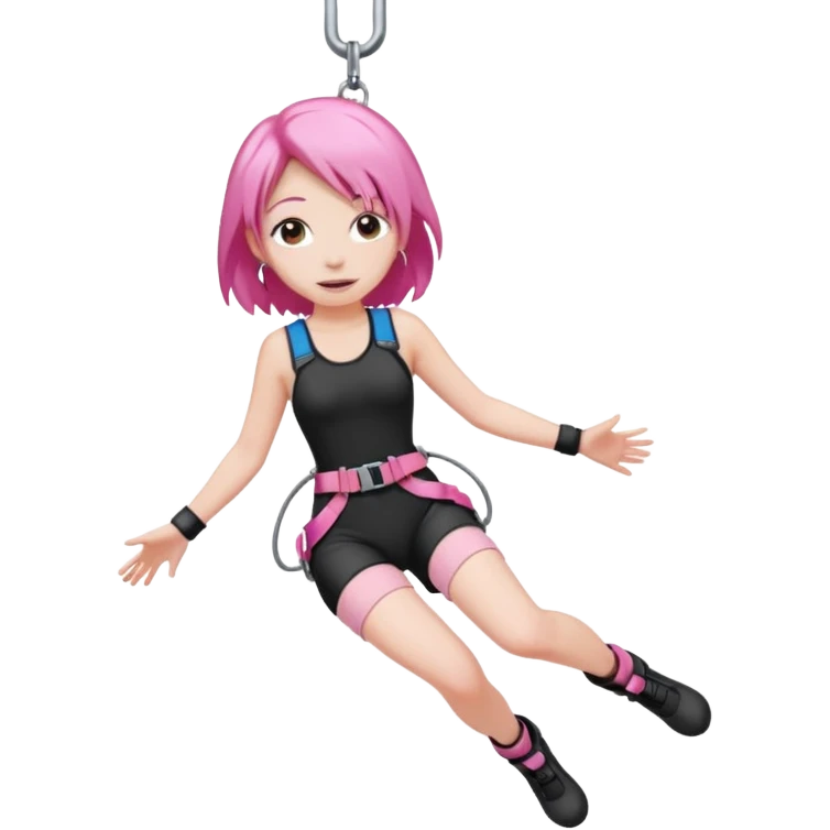 bungee jumping face with earrings pink hair emoji