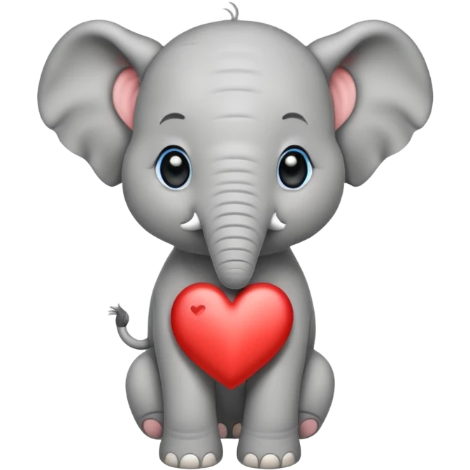 Elephant calf with small heart symbol on head. emoji
