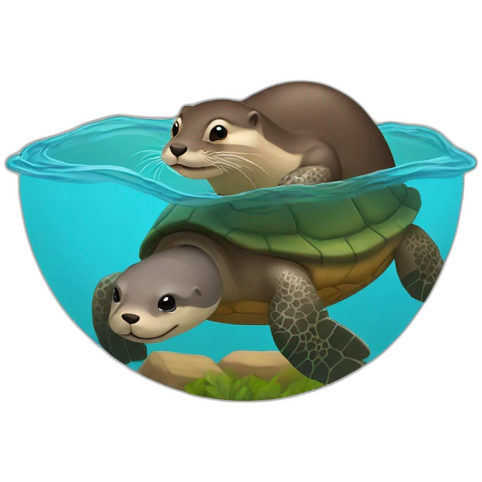 Une loutre sur une tortue emoji