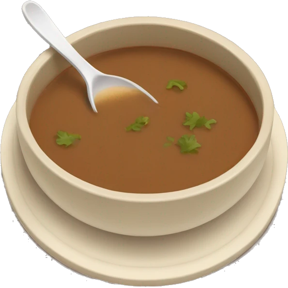 brown soup with beige plate and spoon emoji