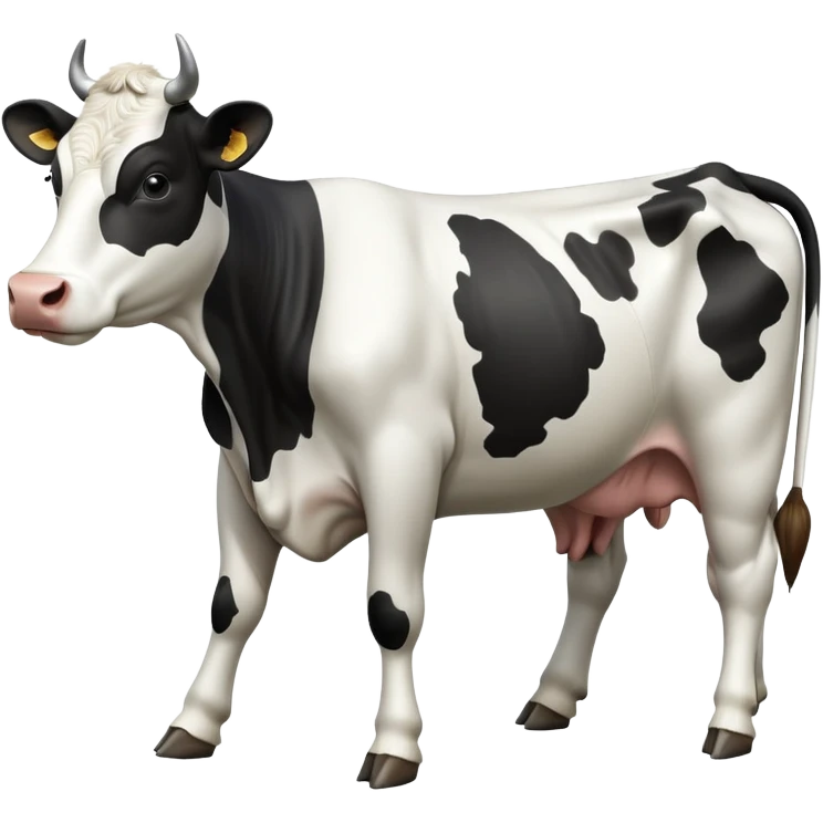 cinematic-[black and white cow]-realistic-full-body-standing-emoji,-tail-flicking-lazily,-head-tilted-dramatically,-sleek-[black and white]-coat,-simplified-yet-realistic-focused-features,-highly-detailed,-glowing-with-an-almost-sarcastic-glow emoji