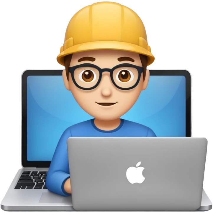 A tech guru in the front of a laptop emoji