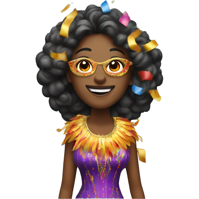 "Woman dressed in carnival attire with confetti and fire." emoji