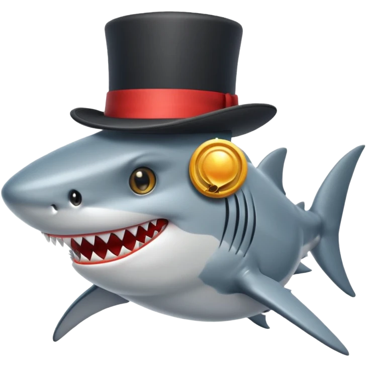 Shark with a top hat emoji
