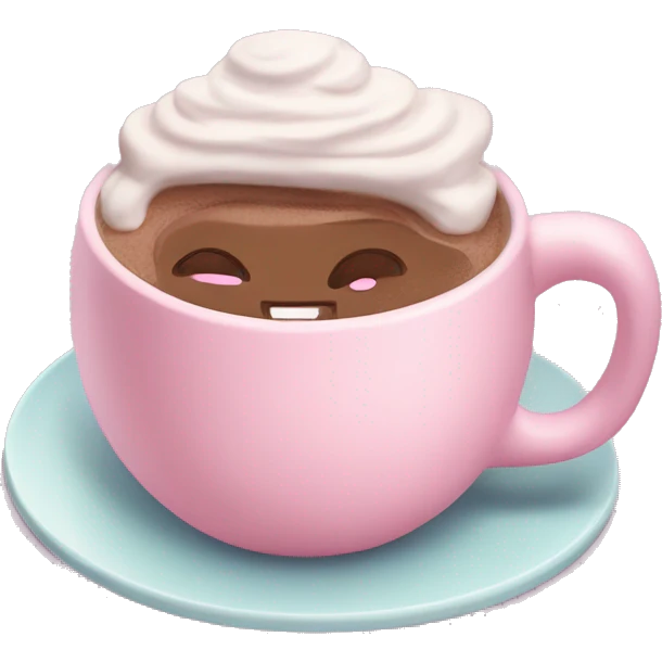 hot chocolate in a pastel pink mug on a plate emoji