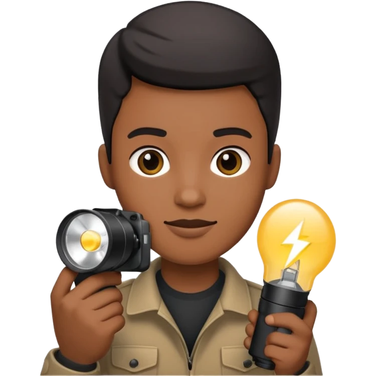 Photographer with flash speedlight emoji