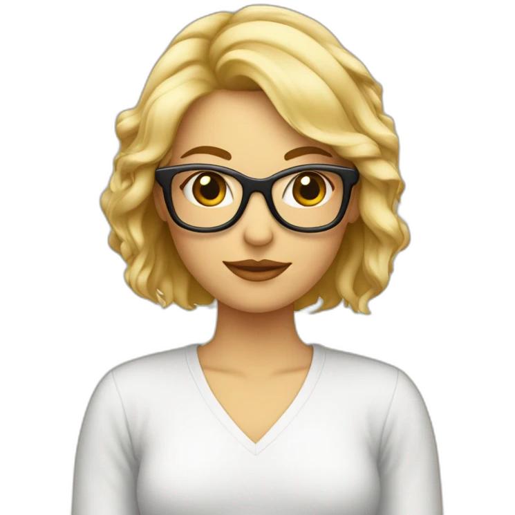 Mujer pelo muy corto rubia con gafas emoji