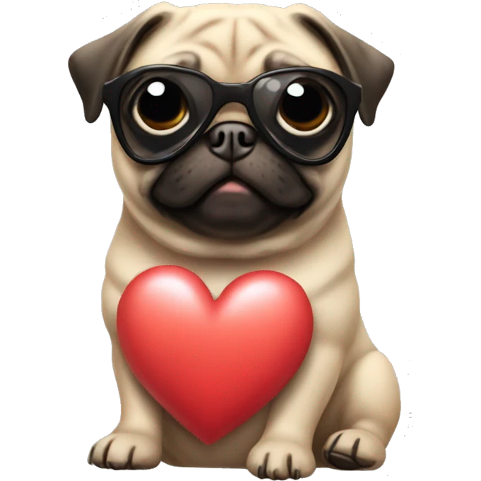 pug wearing heart sunglasses emoji