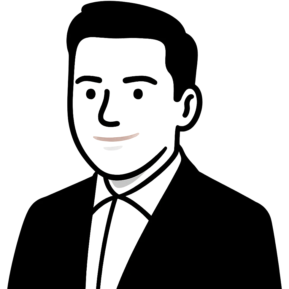 A confident professional with a subtle smile, neat appearance, and an approachable demeanor emoji
