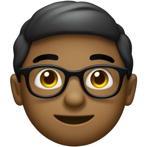 um menino de pele escura clara com um oculos dourado redondo de chapeu preto emoji