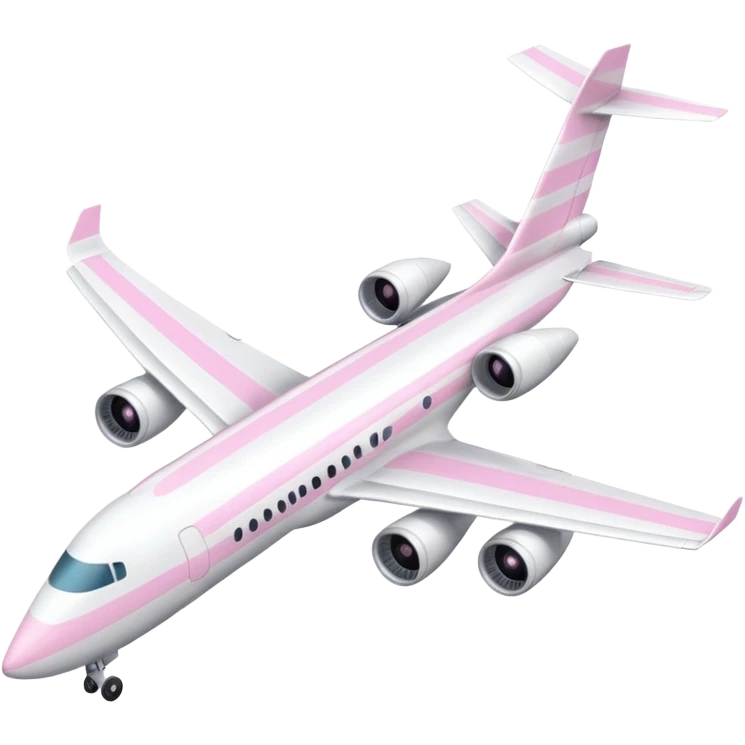 White plane with pastel pink stripes with one jet under each wing emoji