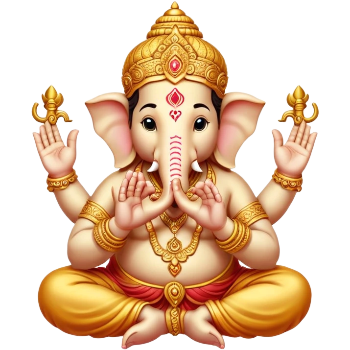hindu god ganesh with his hands together forming a heart shape emoji