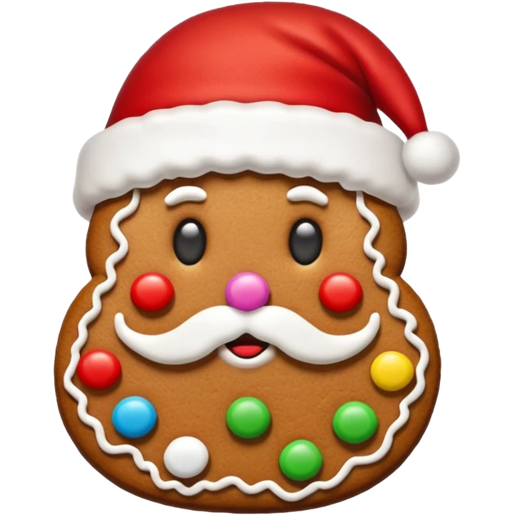 gingerbread cookie in red santa hat shape emoji