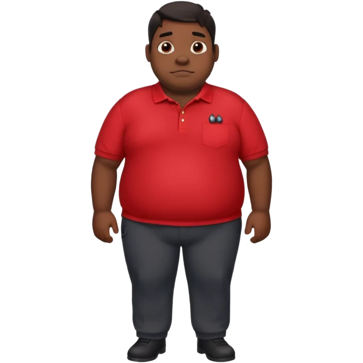 Fat guy the size of a hippo with dark hair in a red polo and black slacks emoji