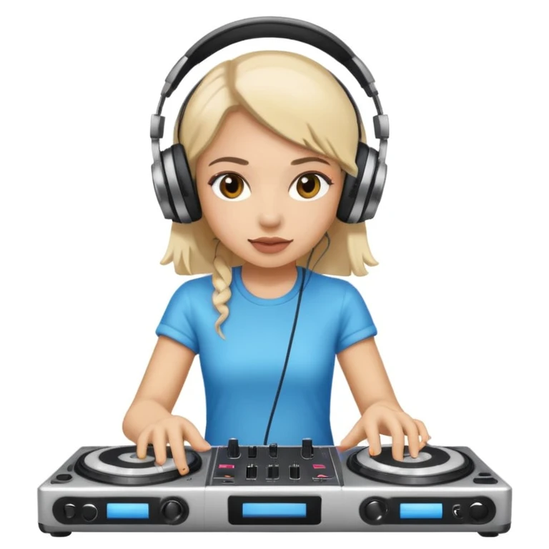 girl playing DJ set emoji