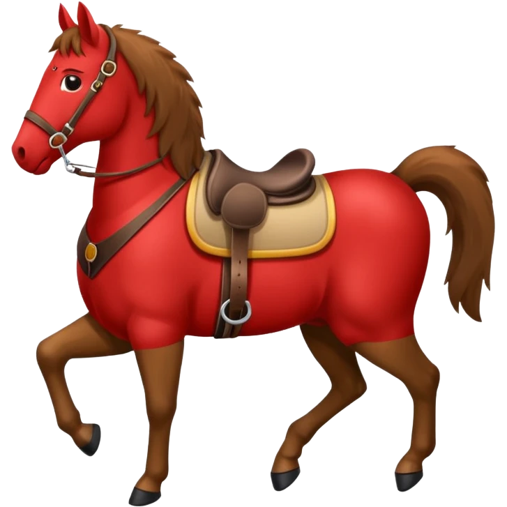 Pferd mit einem roten Sattel  emoji