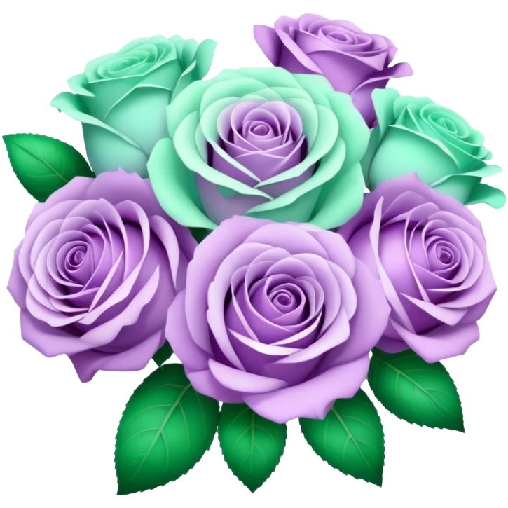 Light purple and mint rose bouquet with beautiful finish emoji
