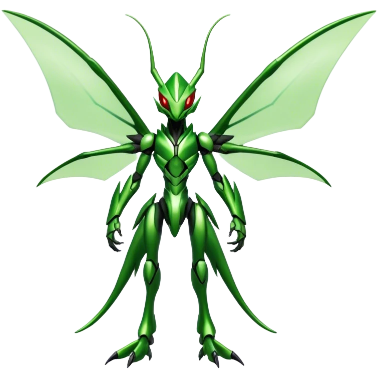  Cool Edgy Shiny Futuristic Ethereal Legendary Scizor-Scyther-Digimon-hybrid full body emoji