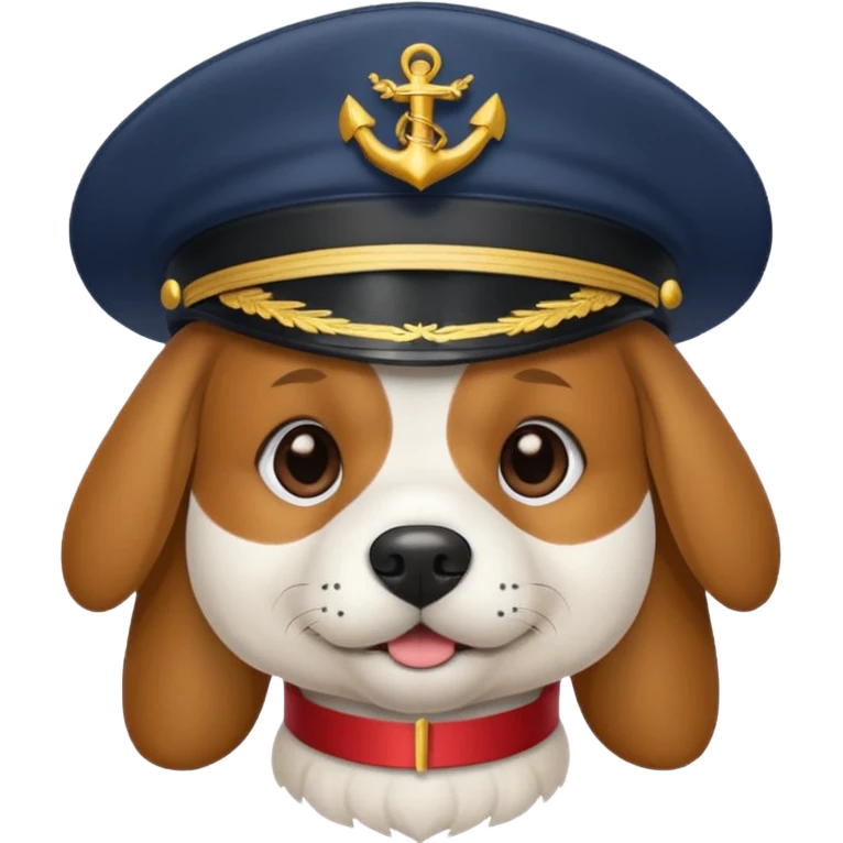 dog wearing a captain's hat emoji