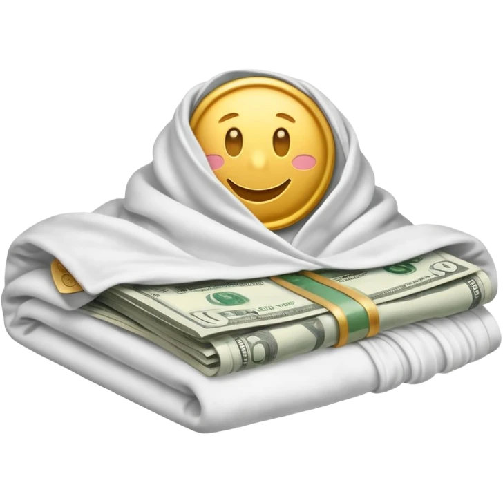 Money hidden under the blanket emoji