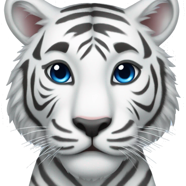 White tiger with blue stripes love emoji emoji