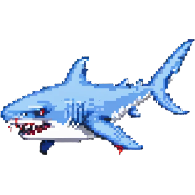shark with red eyes and blue wings emoji