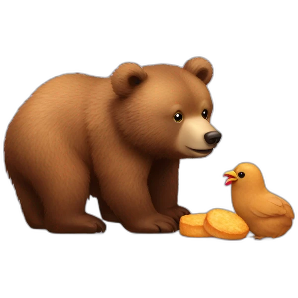 baby grizzly bear with chicken nugget emoji