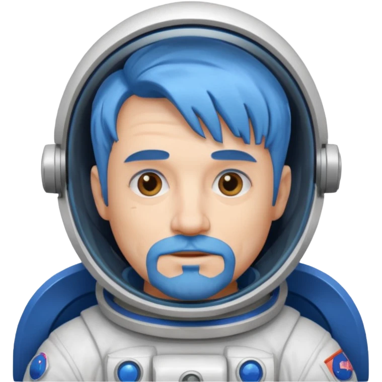 Astronauts, Middle-age, male, white skin, blue hair and blue beard emoji