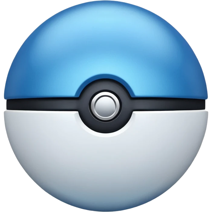 blue pokeball emoji, top half is a more saturated blue, bottom half is white, black stripe, with a metallic sheen emoji