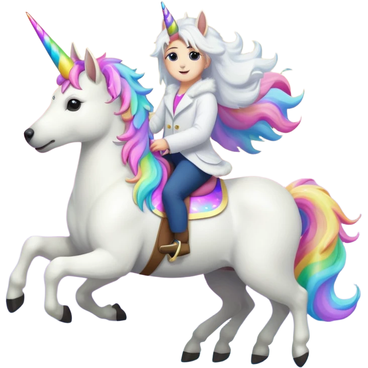 White belgian Shepard sit on a unicorn  emoji