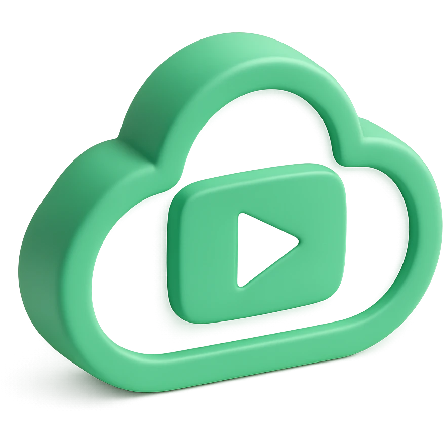 A cloud with a YouTube play button symbol inside it, representing views on YouTube emoji