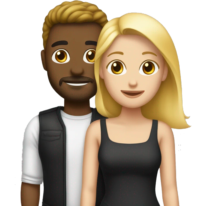 Crea un emoji que sea de una pareja y que uno sea un negro y la otra una rubia blanca  emoji